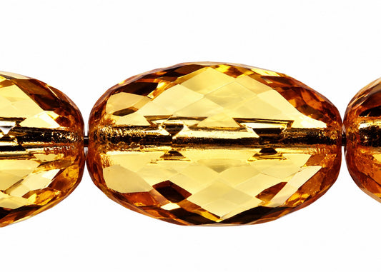 Oval Faceted Beads, Topaz Yellow Transparent (10000), Glass, Czech Republic