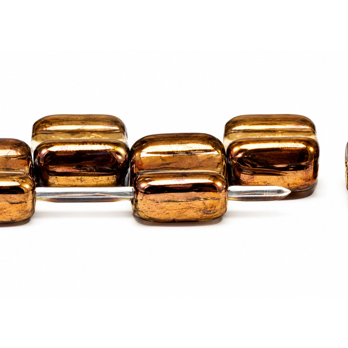 Silky 2-Hole Square Beads, Crystal Brass (00030-90215), Glass, Czech Republic