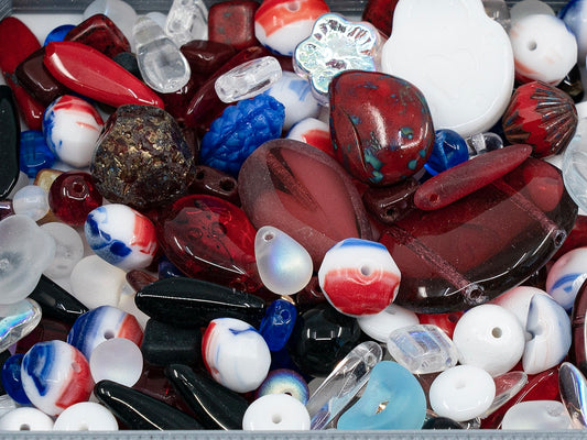 OUTLET Mix Of Unique Czech Bohemia Glass Pressed Beads,  mm, Glass, Czech Republic