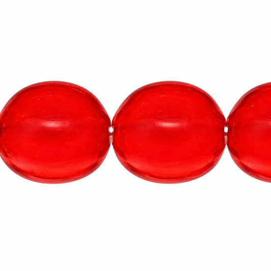 Oval Pressed Beads, Light Siam Matte (90070-84110), Glass, Czech Republic
