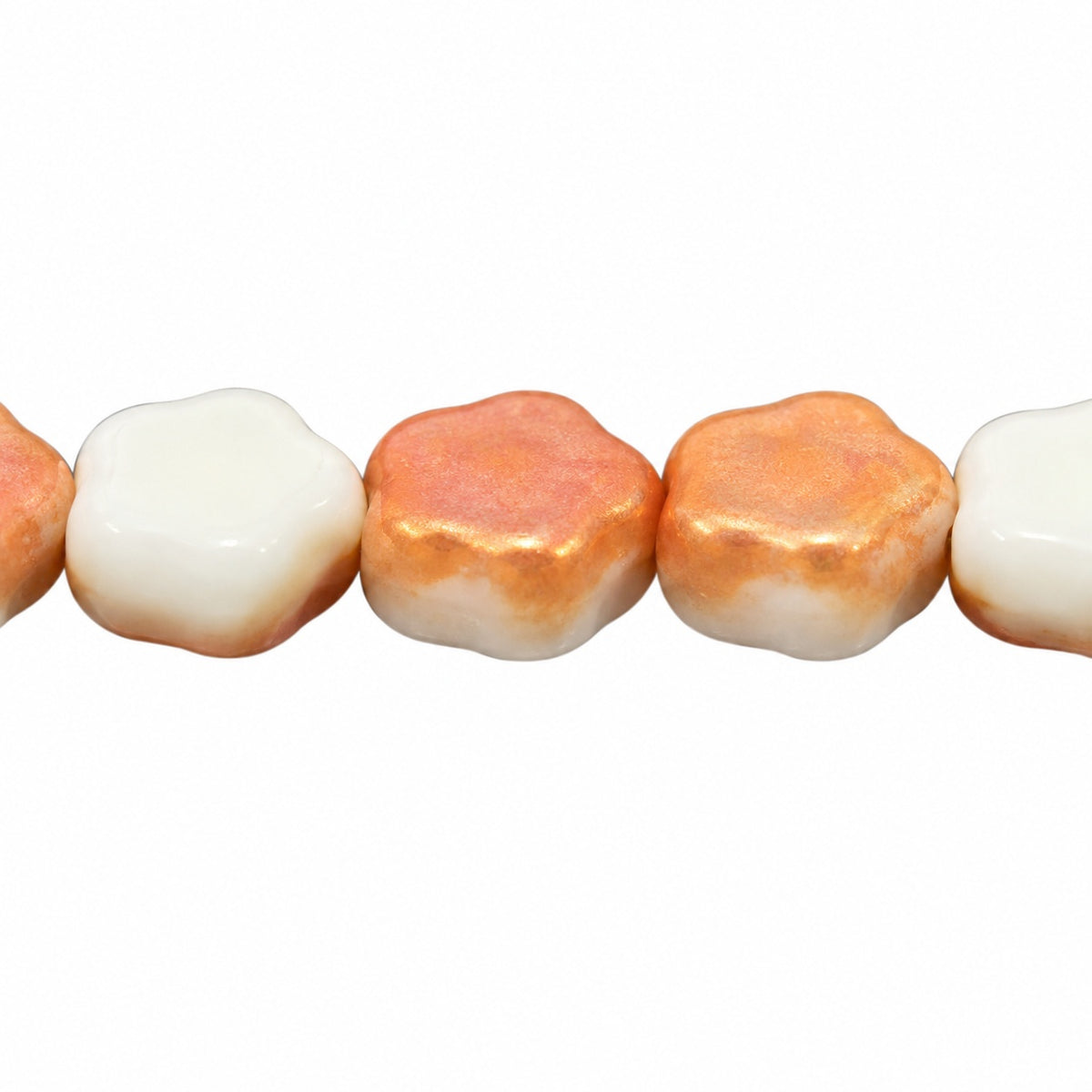 Sunset Flower Beads, White Apricot Coatings (02010-29121), Glass, Czech Republic