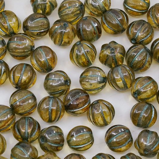 特价 250克/50克 甜瓜珠，8 x 8 毫米，水晶染色带光泽蓝色 54151 (00030-65431-54151)，玻璃，捷克共和国