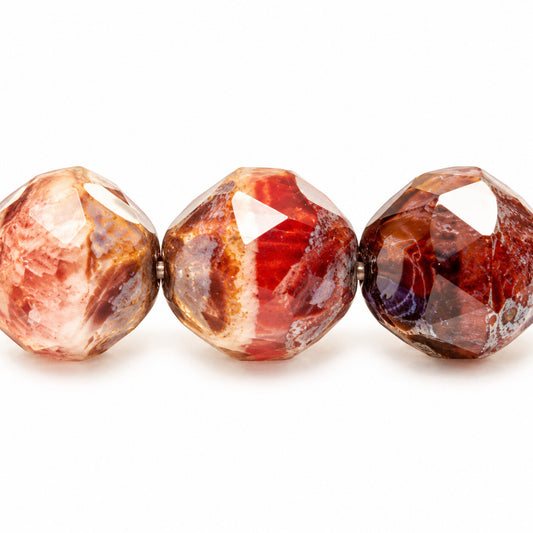 Special Cut Faceted Fire Polished Beads. Smashed, X3058 Stain Strong (x3058-86805), Glass, Czech Republic