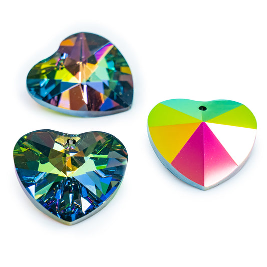 OUTLET 5 grams Heart Faceted Crystal Glass Stone, 28 x 28 mm, Crystal Vitrail Medium (00030-28137), Glass, Czech Republic