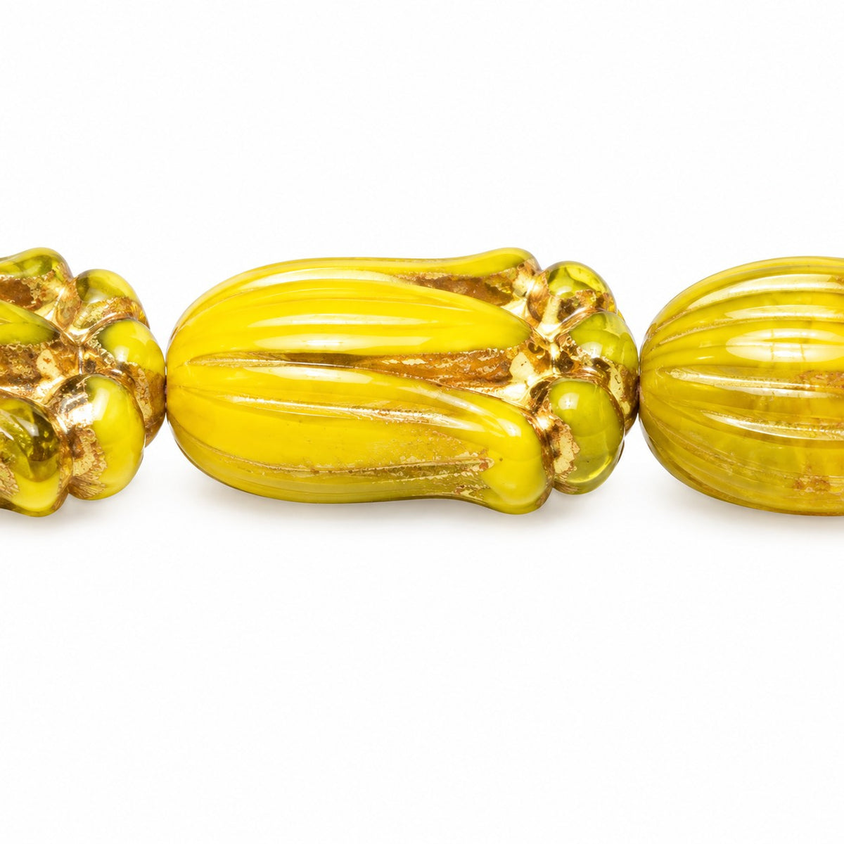 Tulip Flower Beads, X3179 Gold Lined (x3179-54202), Glass, Czech Republic