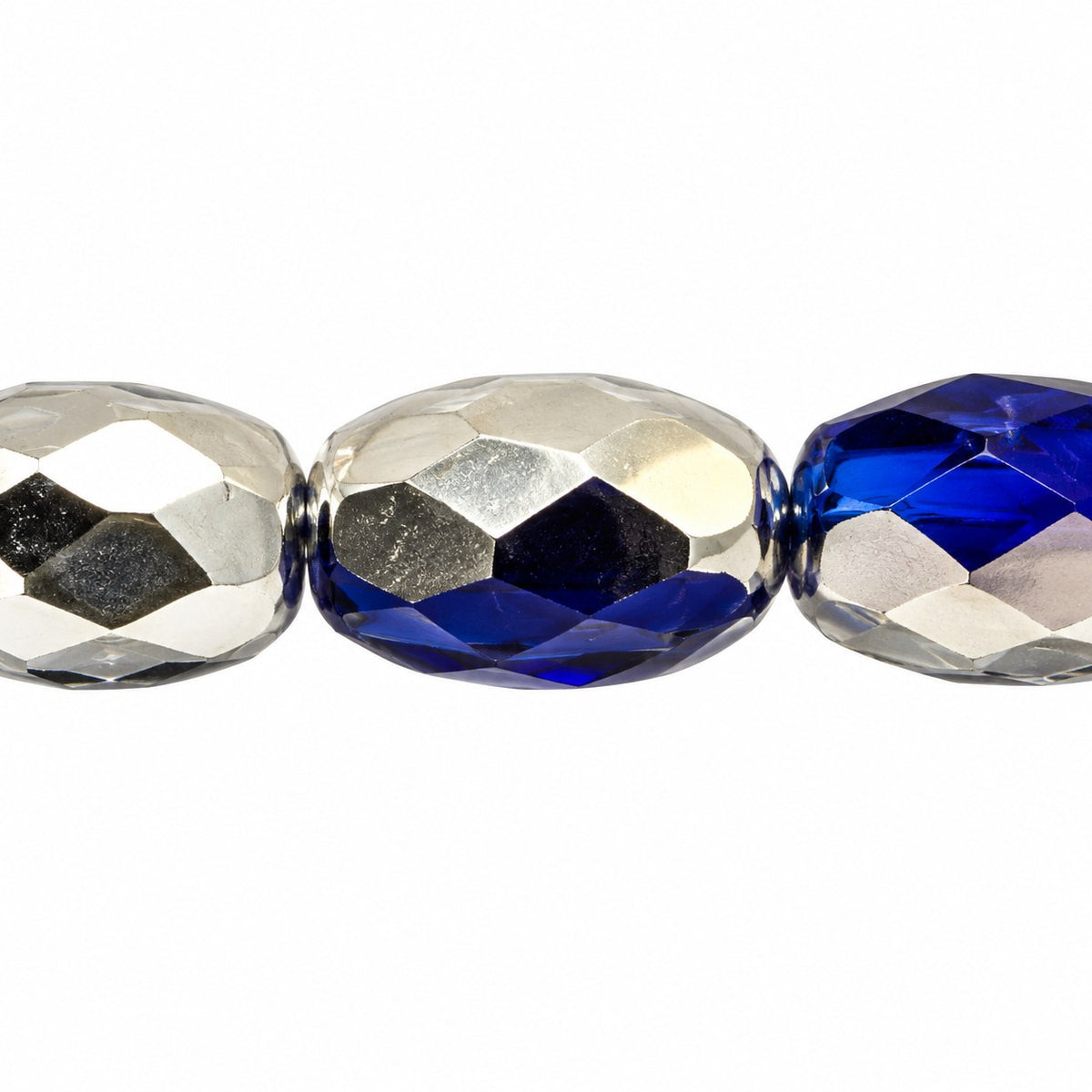 Oval Faceted Beads, X1227 Crystal Silver Half Coating (x1227-27001), Glass, Czech Republic