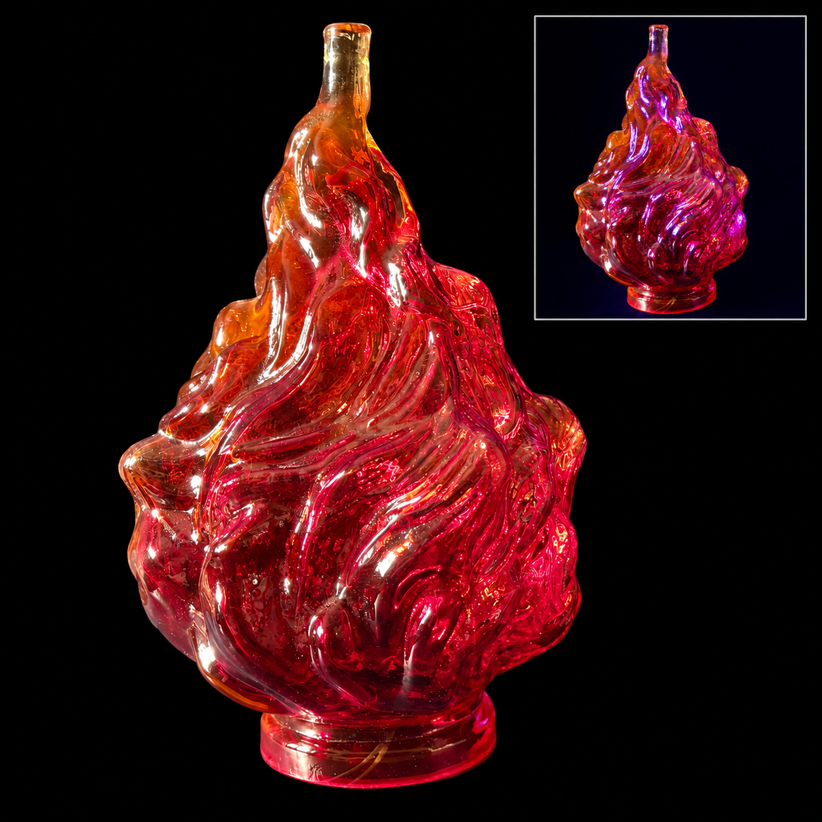 Cadmium Red Glass lamp shade - Flame with rod, 174 × 110 - 57 mm, OUTLET