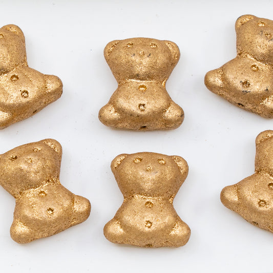 OUTLET 250g/50g Cute Bear Beads, 20 x 9 mm, Pale Gold (01710), Glass, Czech Republic