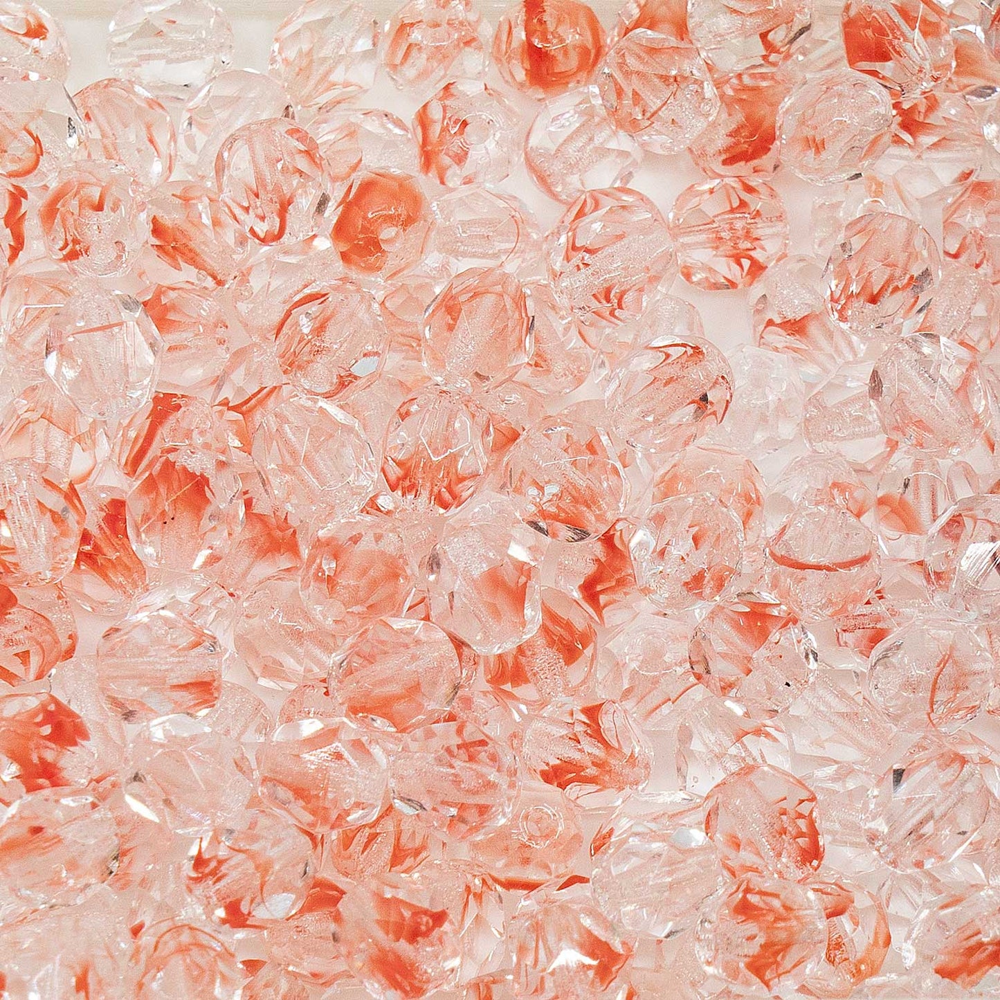 OUTLET 10 grams Faceted Round Fire Polished Beads, 6 x 6 mm, Crystal Pink (crystal-pink), Glass, Czech Republic