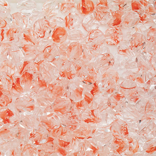 アウトレット 10グラム ファセットラウンドファイアポリッシュビーズ、6 x 6 mm、クリスタルピンク（クリスタルピンク）、ガラス、チェコ共和国