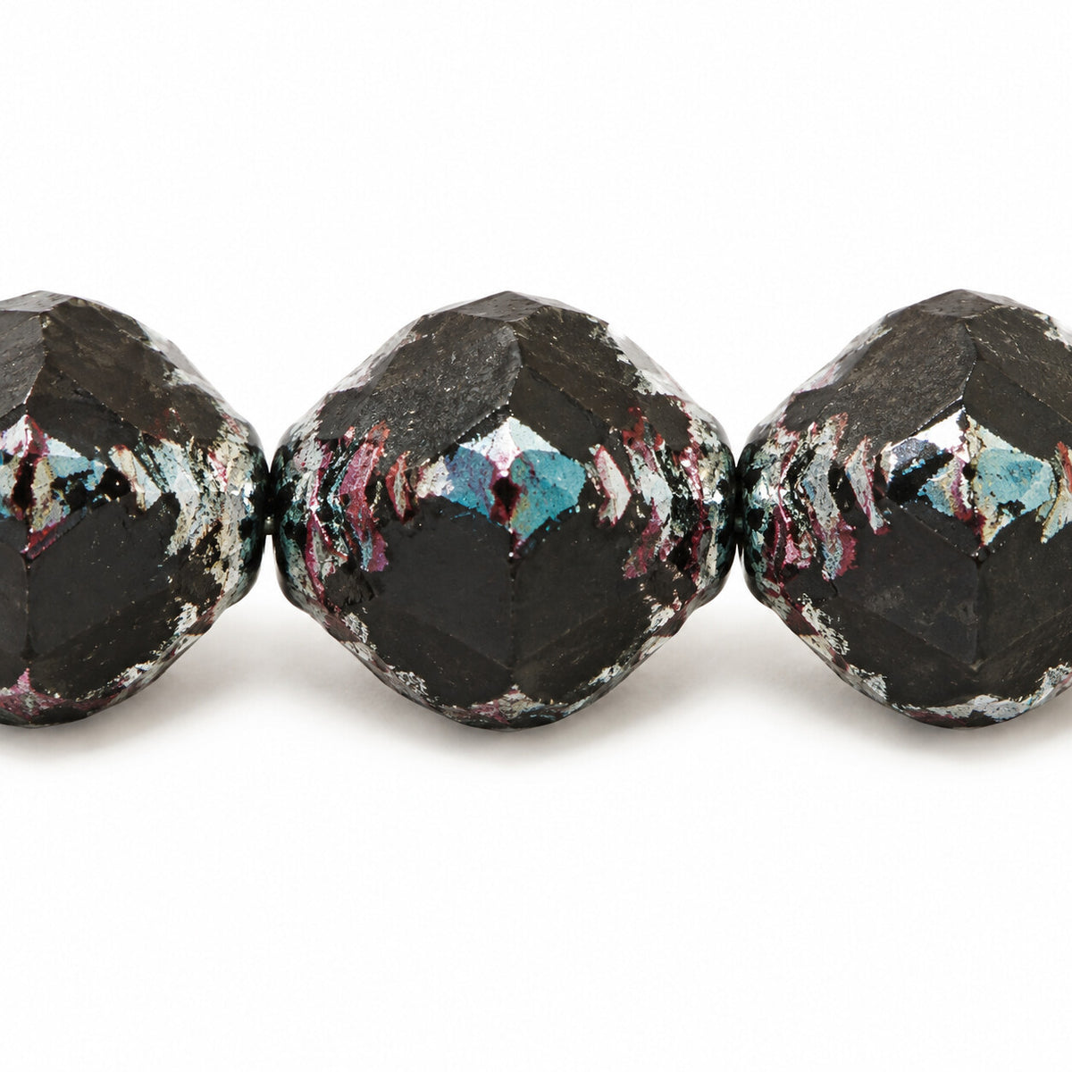 Wasp Special Cut Faceted Fire Polished Beads, Black Stain Strong (23980-86805), Glass, Czech Republic