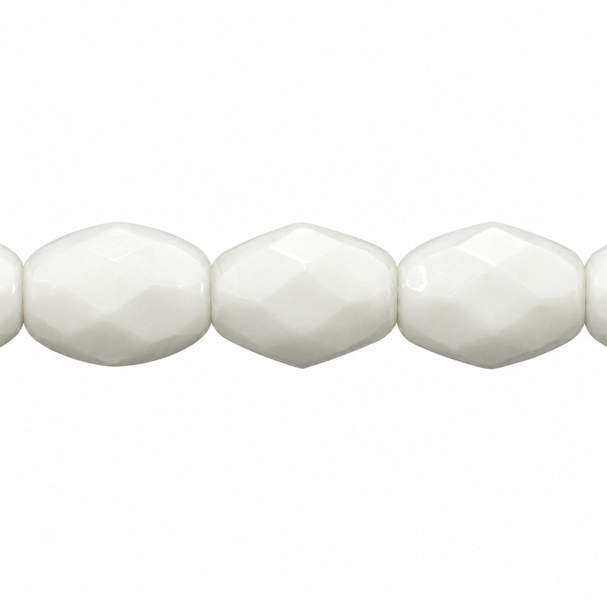 Oval Faceted Beads, Chalk White (03000), Glass, Czech Republic