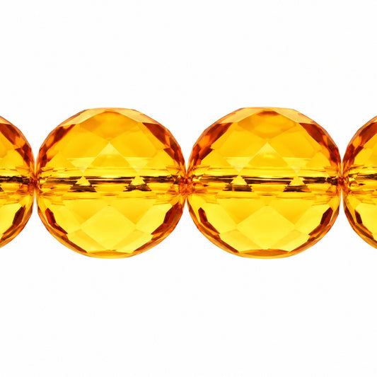 Faceted Round Fire Polished Beads, Transparent Orange (10030), Glass, Czech Republic