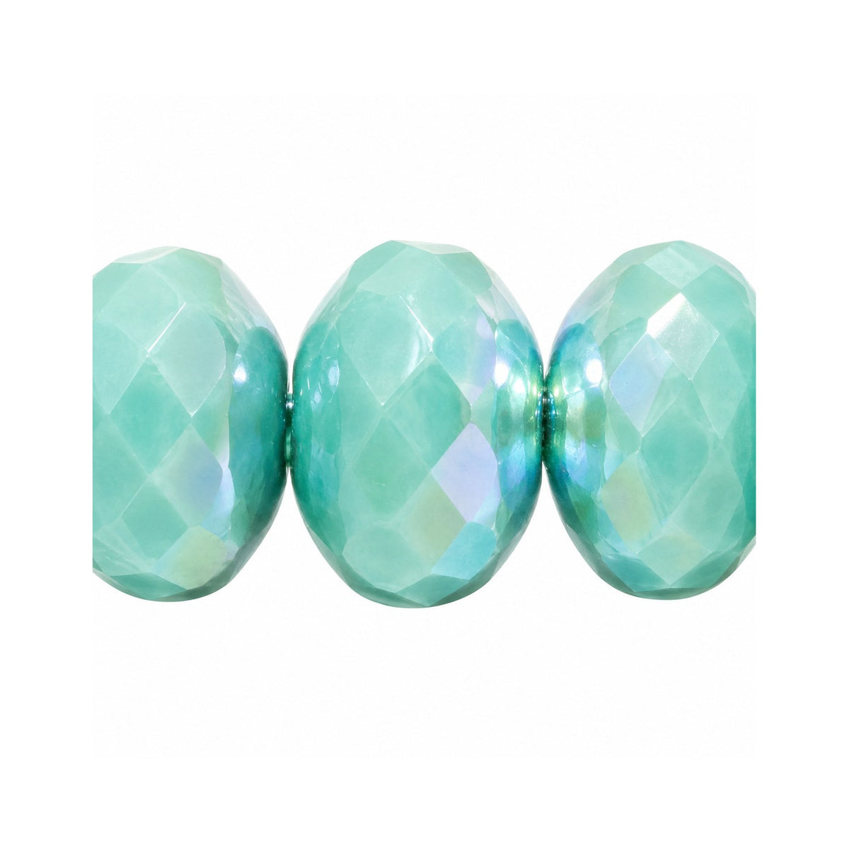 Special Cut Faceted Fire Polished Beads, Turquise Ab (63120-28701), Glass, Czech Republic