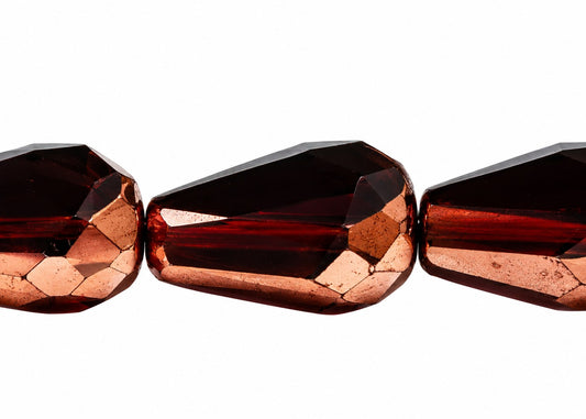 Fire Polished Faceted Teardrop Beads, Black 27100 (23980-27100), Glass, Czech Republic