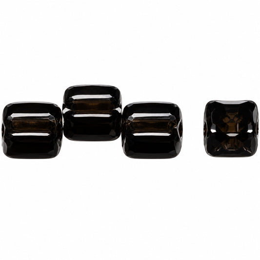 Silky 2-Hole Square Beads, Black (23980), Glass, Czech Republic