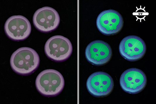 OUTLET 5 grams Coin Beads, 14 x 14 mm, 81000 Purple Fresca Skull (81000-purple-FRESCA-skull), Glass, Czech Republic