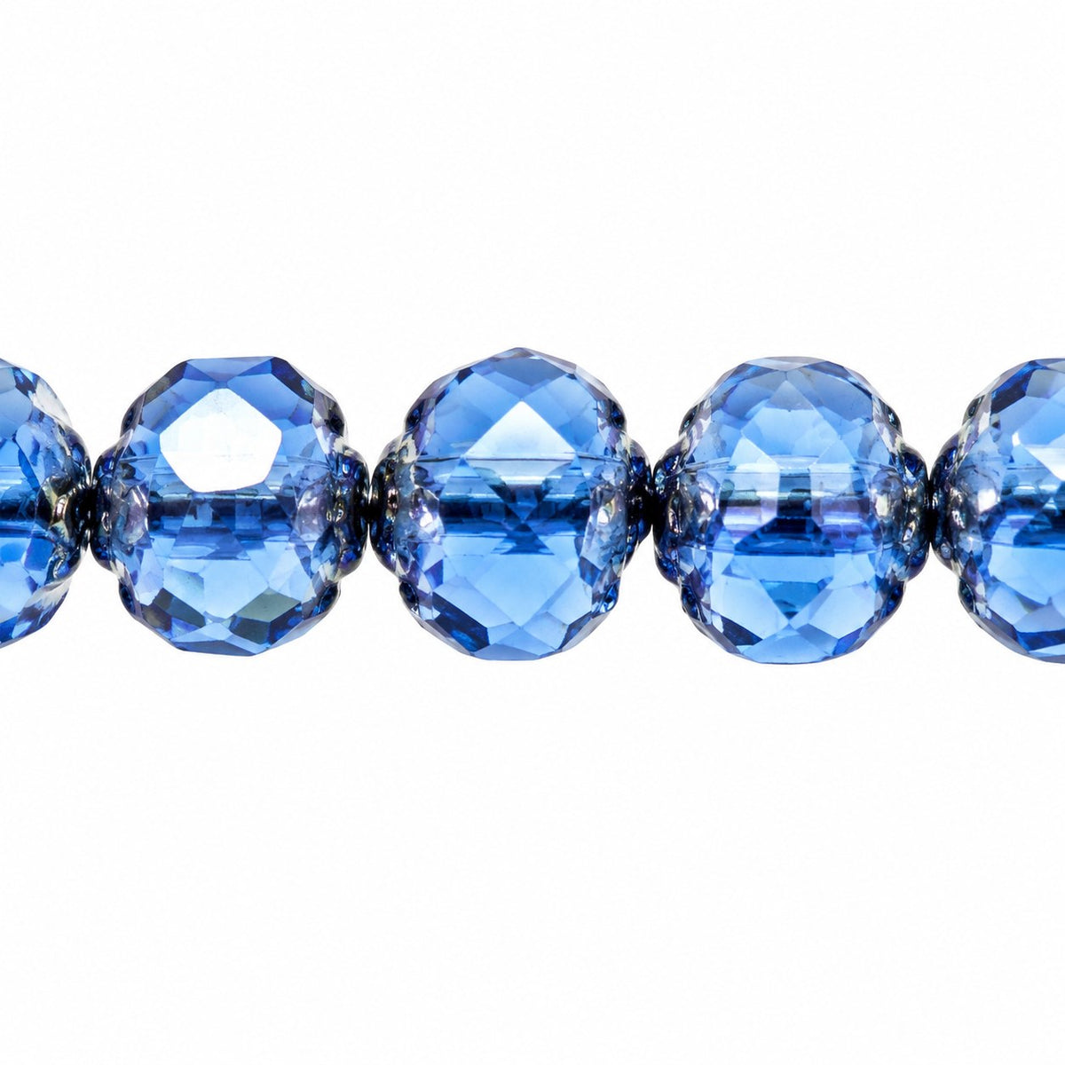 Faceted Fire Polished Beads Special Cut, Cobalt Platin (30050-13702), Glass, Czech Republic