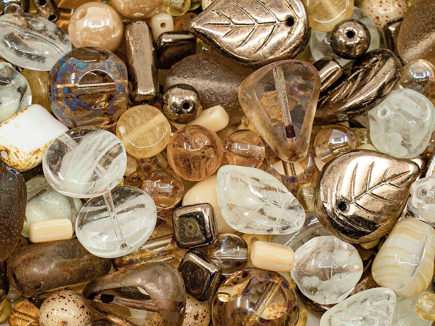 OUTLET Mix Of Unique Czech Bohemia Glass Pressed Beads,  mm, Glass, Czech Republic