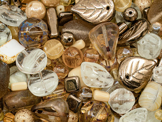 OUTLET Mix Of Unique Czech Bohemia Glass Pressed Beads,  mm, Glass, Czech Republic