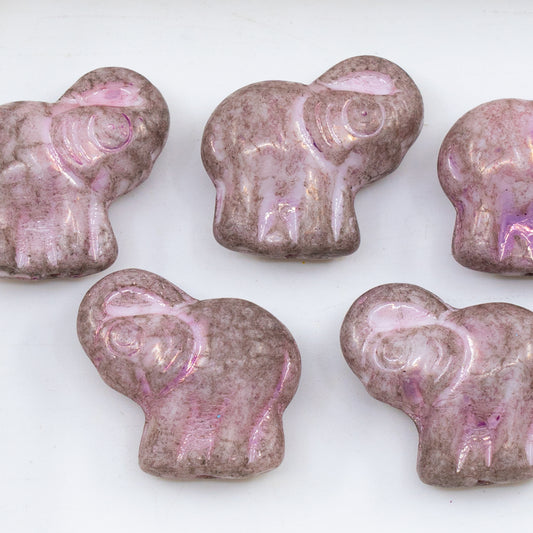 OUTLET 250g/50g Elephant Beads, 20 x 21 mm, White Luster Lila (02010-14494), Glass, Czech Republic
