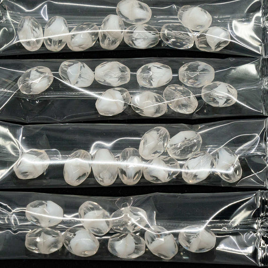 OUTLET 10 克椭圆形刻面珠，12 x 9 毫米，混合水晶白色 (06008)，玻璃，捷克共和国