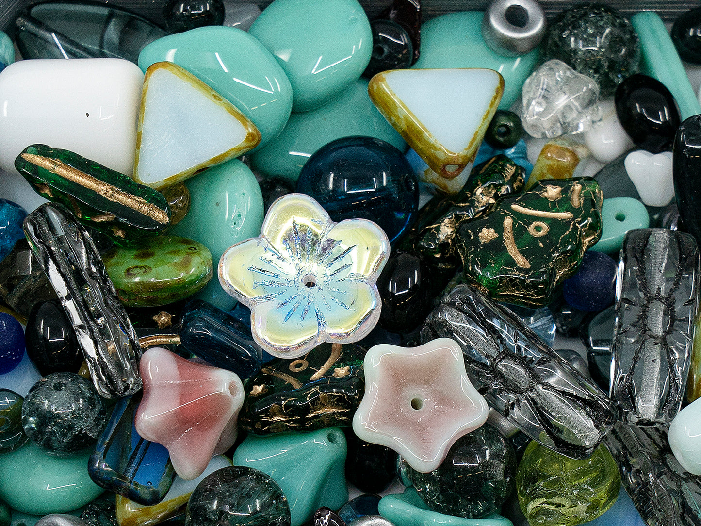 OUTLET 独特的捷克波西米亚玻璃压制珠组合，毫米，玻璃，捷克共和国