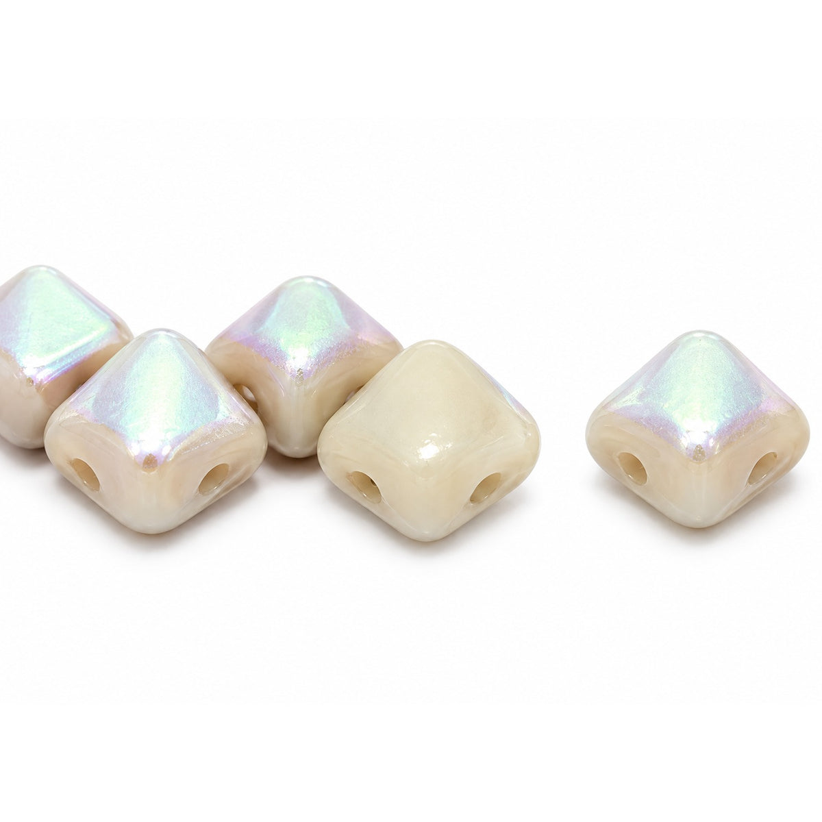 Silky 2-Hole Square Beads, Opaque Gray 28801 (43000-28801), Glass, Czech Republic