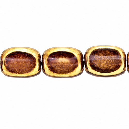 3-Side Oval Beads, Crystal Brass (00030-90215), Glass, Czech Republic