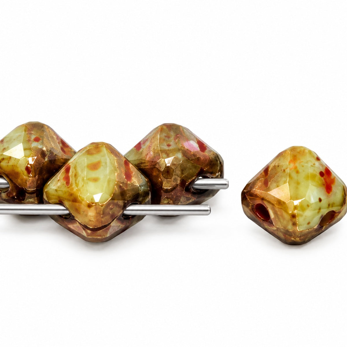 Silky 2-Hole Square Beads, 99990 Travertin (99990-86800), Glass, Czech Republic