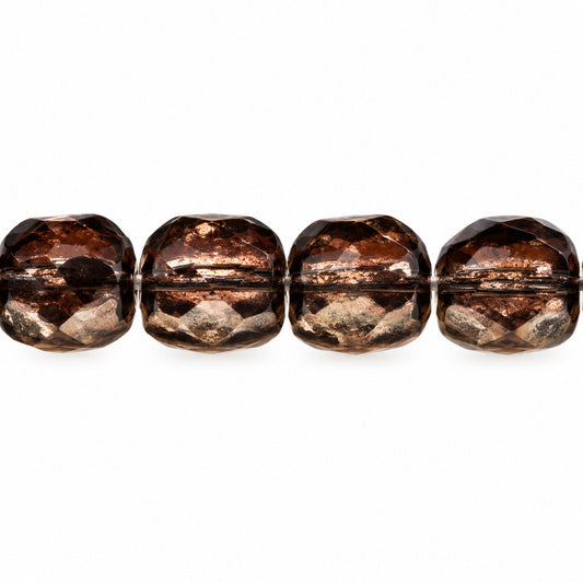 Cut & Faceted Fire Polished Beads, Transparent Pink Platin (70110-13702), Glass, Czech Republic