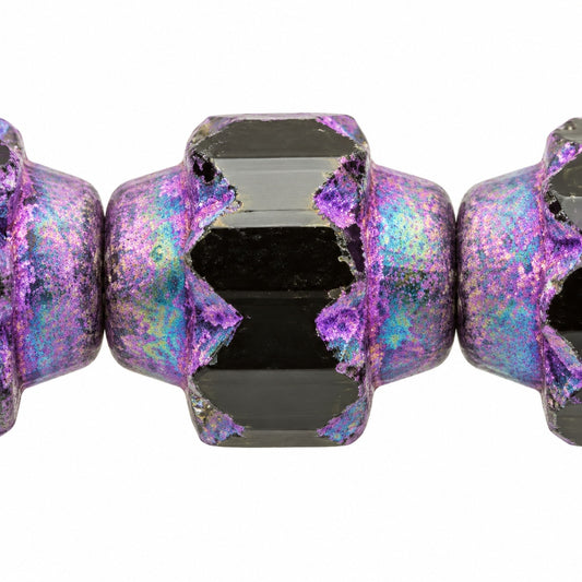 Faceted Special Cut Beads, Black 84510 Purple Lined (23980-84510-46420), Glass, Czech Republic