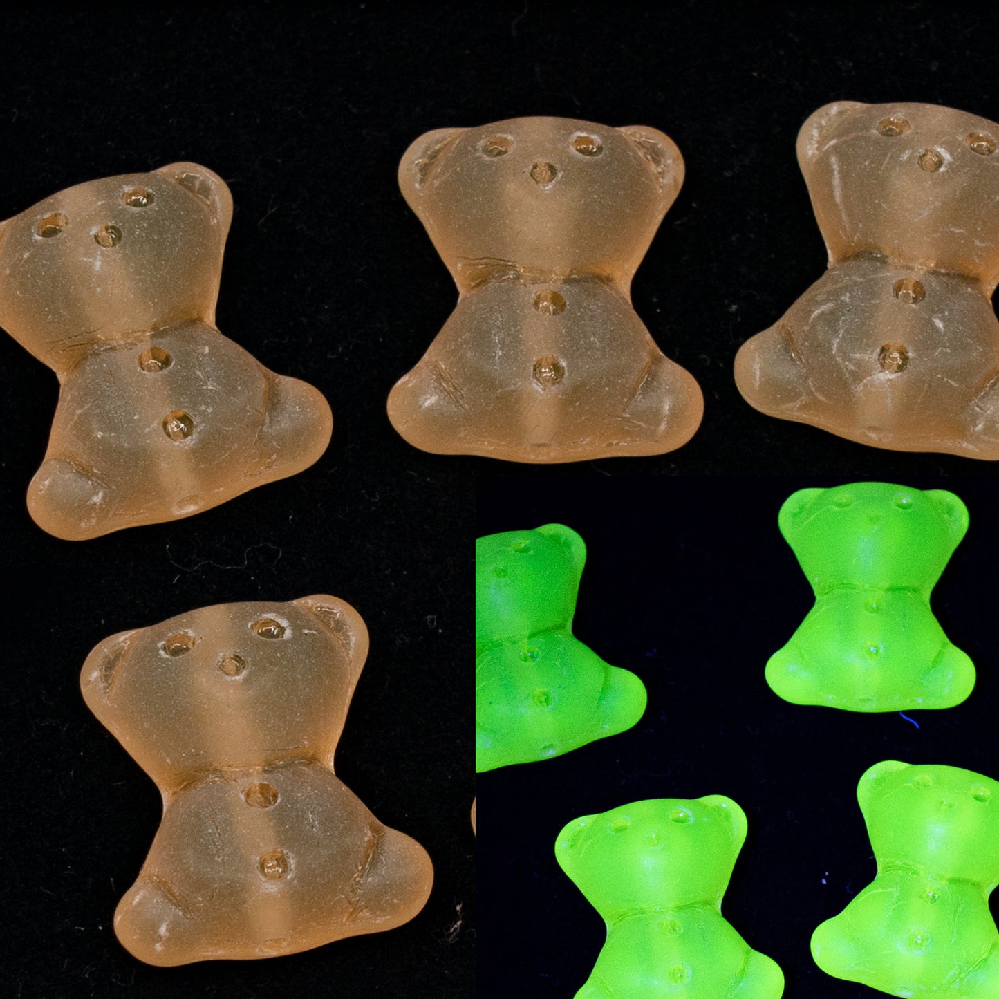 特价 10 克 可爱小熊珠子，20 x 9 毫米，粉色哑光，玻璃，捷克共和国