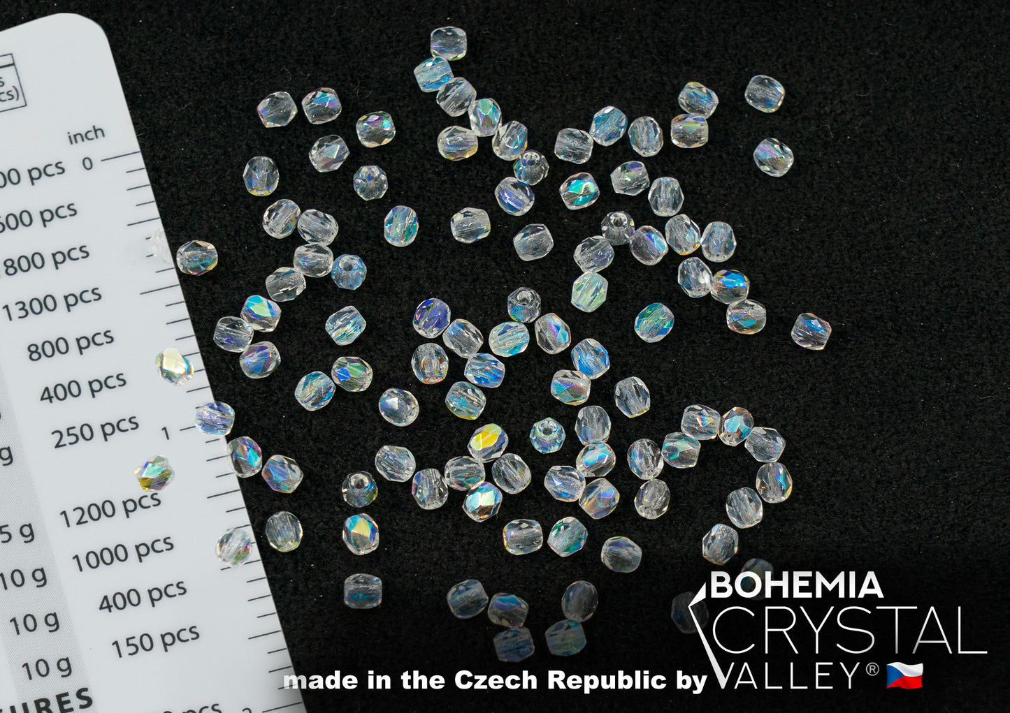 Faceted Fire Polished Pressed Czech Glass Beads, Crystal AB 00030-28701