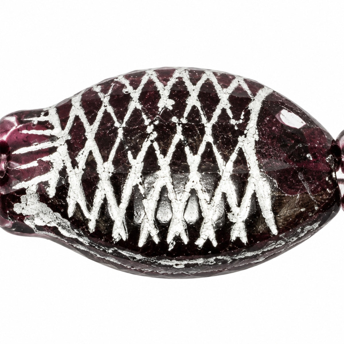 Fish Shaped Beads, Transparent Amethyst Silver Lined (20080-54301), Glass, Czech Republic