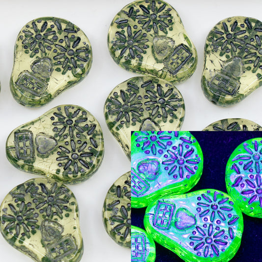 OUTLET 10 grams Sugar Skull Beads, Transparent Yellow 54141 (80130-54141), Glass, Czech Republic