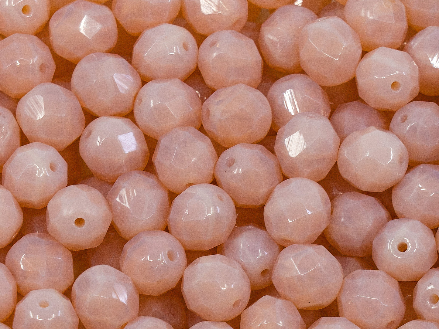 OUTLET 10 grams Faceted Round Fire Polished Beads, 8 x 8 mm, Opal Pink (71100), Glass, Czech Republic