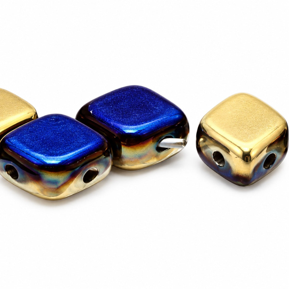 Silkt 2-Hole Beads, Black 98548 (23980-98548), Glass, Czech Republic