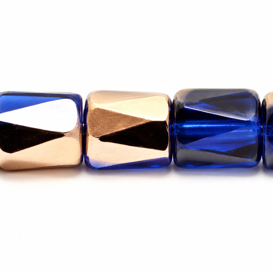 Faceted Special Cut Beads, Transparent Blue Rose Gold Capri (30070-27101), Glass, Czech Republic