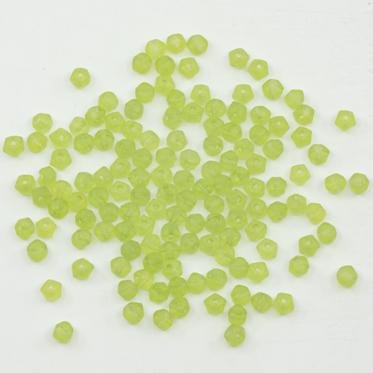 OUTLET 10 grams Pressed Beads, 4 x 4 mm, Transparent Green Matte (50500-84100), Glass, Czech Republic