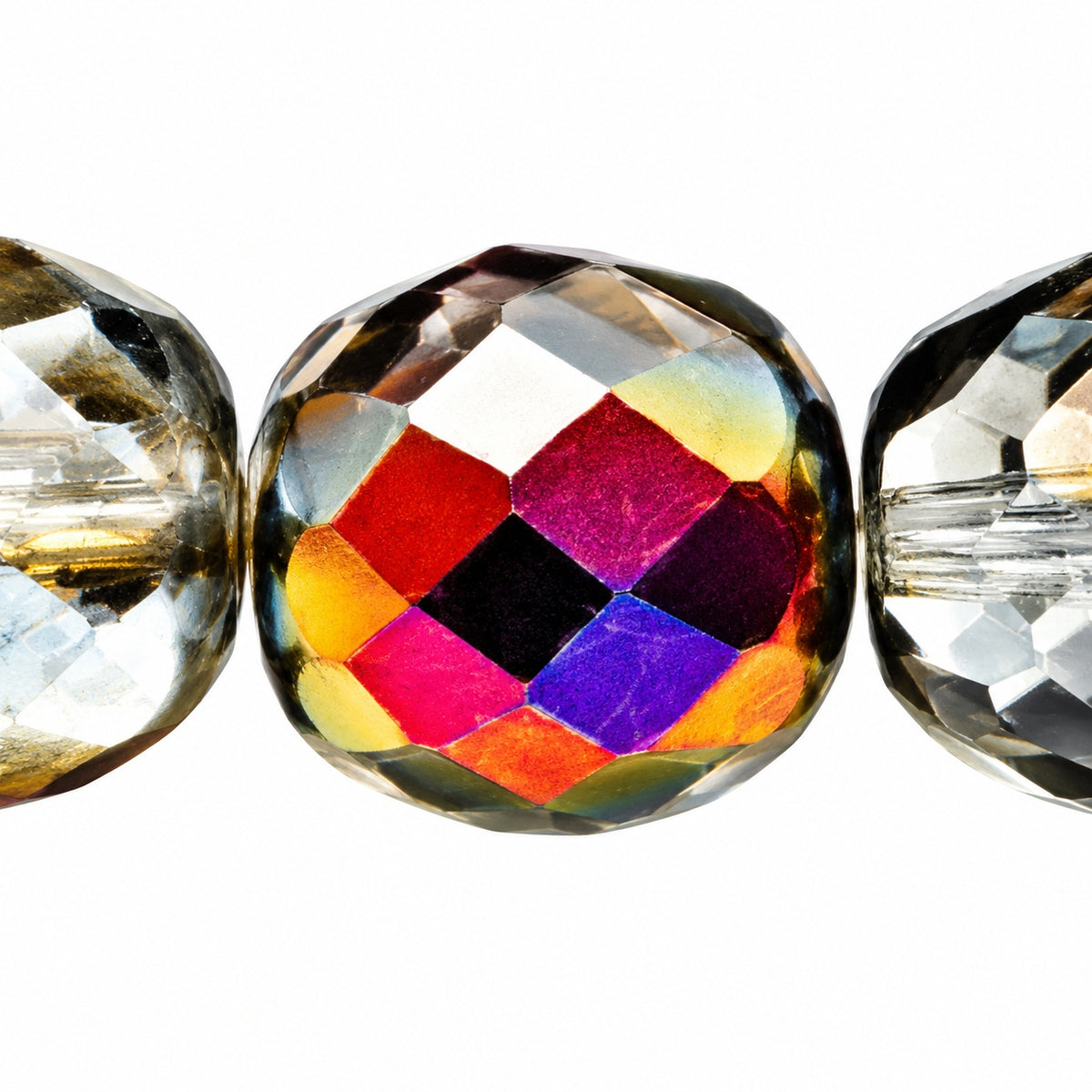 Faceted Round Fire Polished Beads, Crystal Volcano (00030-28001), Glass, Czech Republic