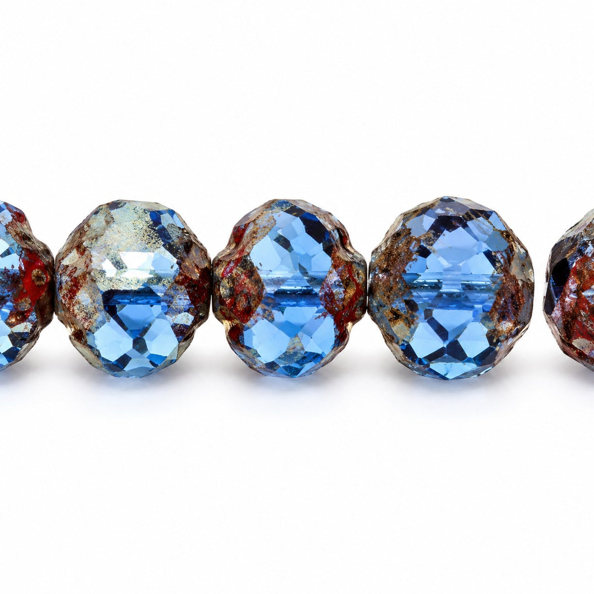 Faceted Fire Polished Beads Special Cut, Cobalt Stain Strong (30050-86805), Glass, Czech Republic
