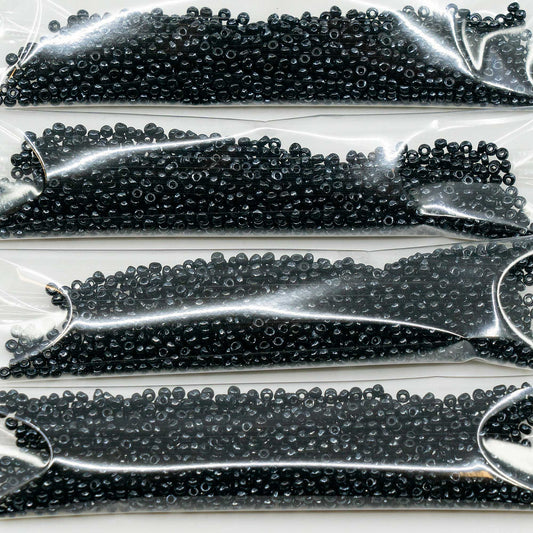 OUTLET 10 grams Preciosa Ornela Seed Beads, Round Hole, Loose, 11/0 x  mm, Black Hematite (-23980-14400), Glass, Czech Republic