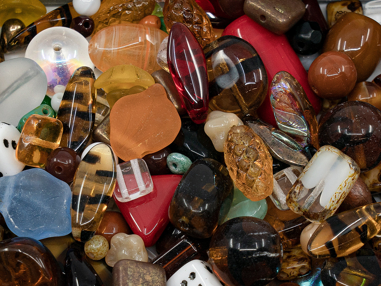 OUTLET Mix Of Unique Czech Bohemia Glass Pressed Beads,  mm, Glass, Czech Republic