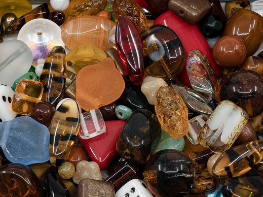 OUTLET Mix Of Unique Czech Bohemia Glass Pressed Beads,  mm, Glass, Czech Republic