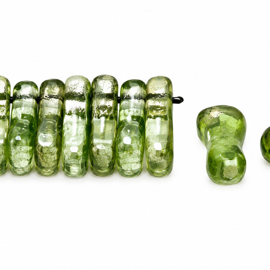 2-Hole Pressed Beads, Crystal Light Green (00030-14257), Glass, Czech Republic