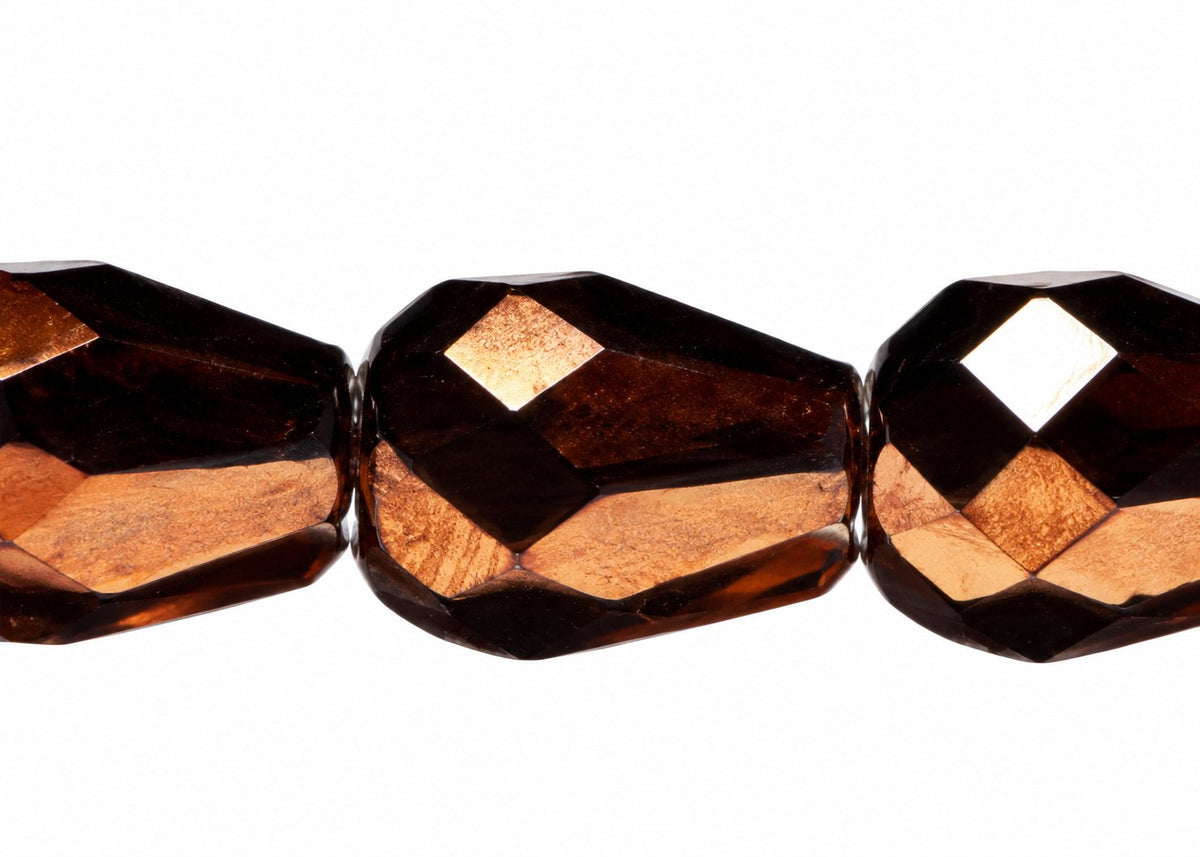 Faceted Fire Polished Beads Special Cut, Black Brass (23980-90215), Glass, Czech Republic