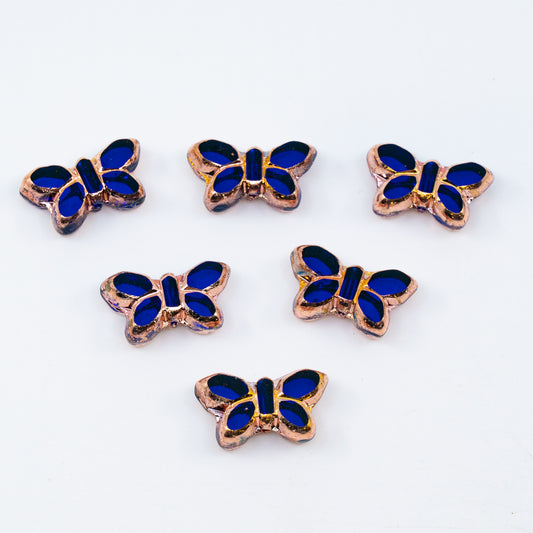 OUTLET 5 grams Table Cut Butterfly Beads, 20 x 12 mm, Transparent Blue Rose Gold Capri 2X (30080-27101-2x), Glass, Czech Republic