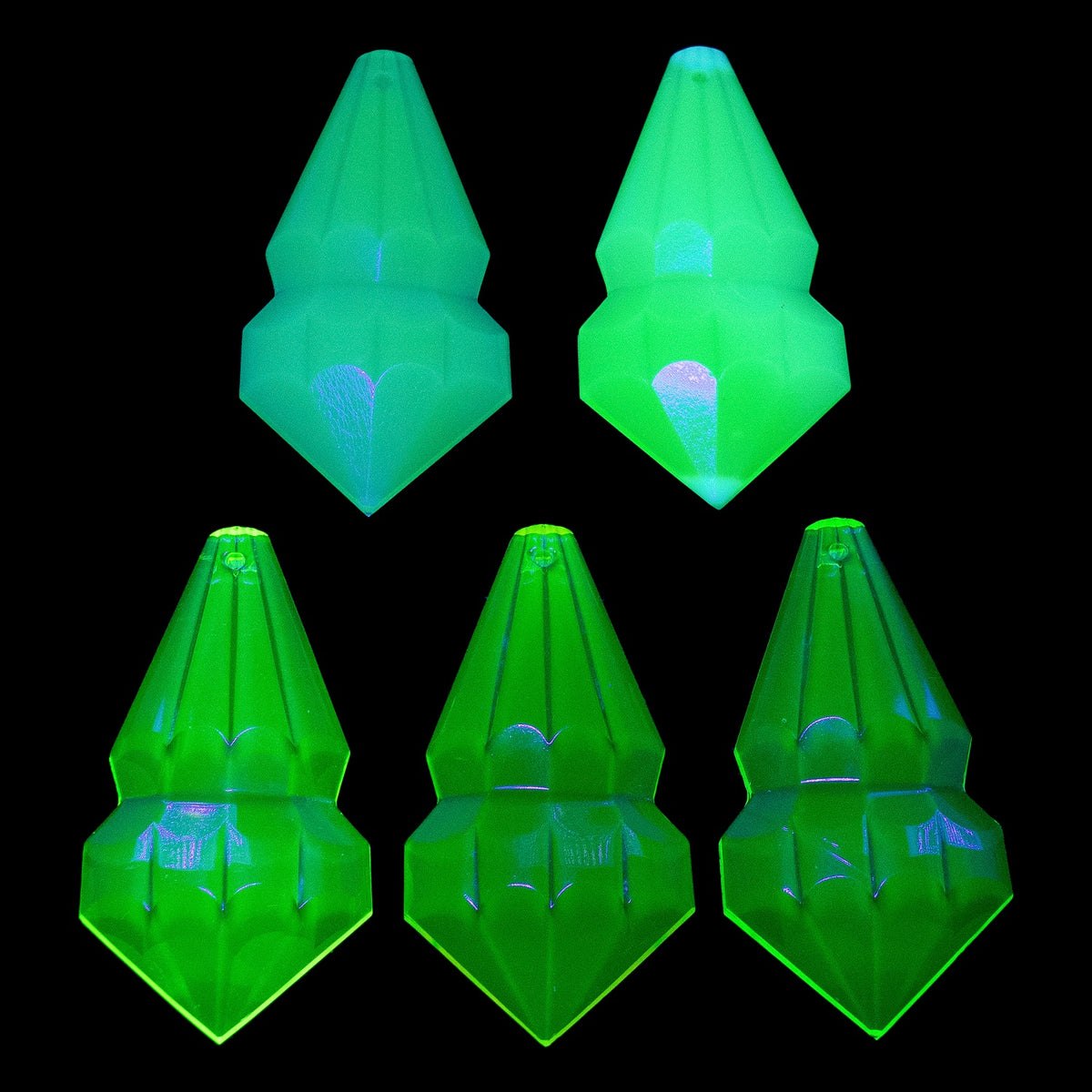 1 pc Uranium Chandelier Trimming Bell Prism Pendant (approx. 64x33mm), Yellow, Hand Cut and Polished Glass, Czech Republic, OUTLET