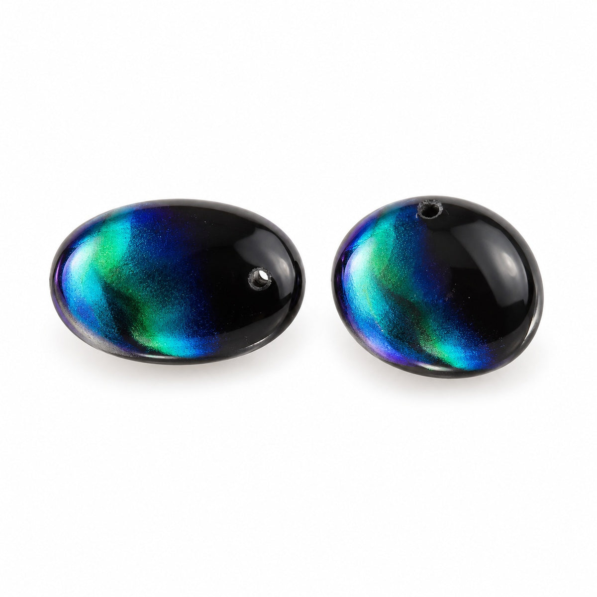 Oval Lentil Beads, Black Ab (23980-28701), Glass, Czech Republic
